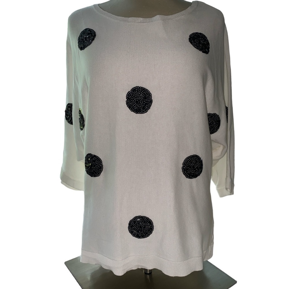 New York & Company sweater sequin polka dots batwing sleeves size XSmall NWT